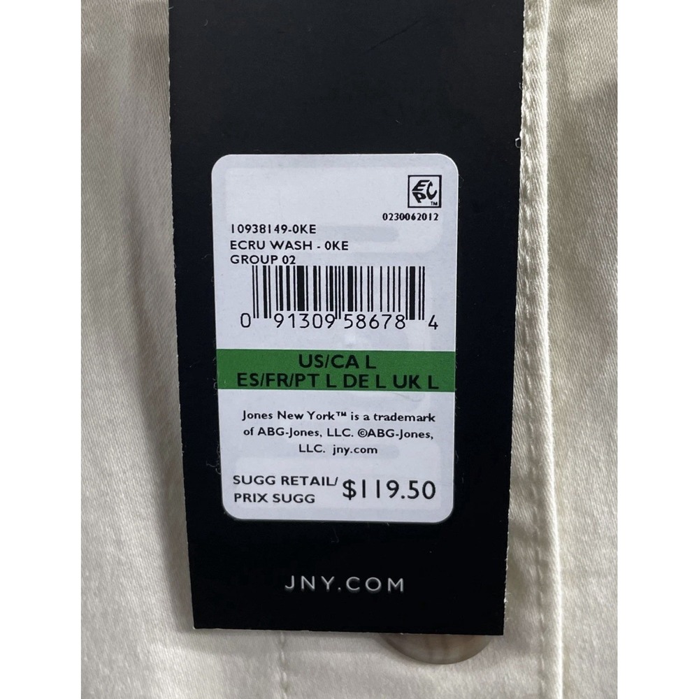 🔥Jones New York 🖤Multi Patch Pocket Jacket ecru wash cotton blend $119‎ Sz L - Picture 7 of 7